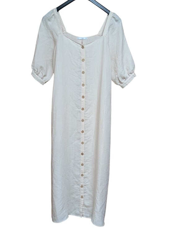 Mng Suit Dresses & Skirts - MNG Mango Puff Sleeve Button Front Maxi Dress Cream Size 8